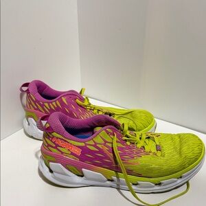 Hoka One One Vibrant Pink and Lime Sneakers